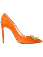 Casadei Embellished Stiletto Pumps - Yellow & Orange