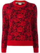 Comme Des Garçons Flower Pattern Jumper, Women's, Size: Small, Red, Acrylic/wool