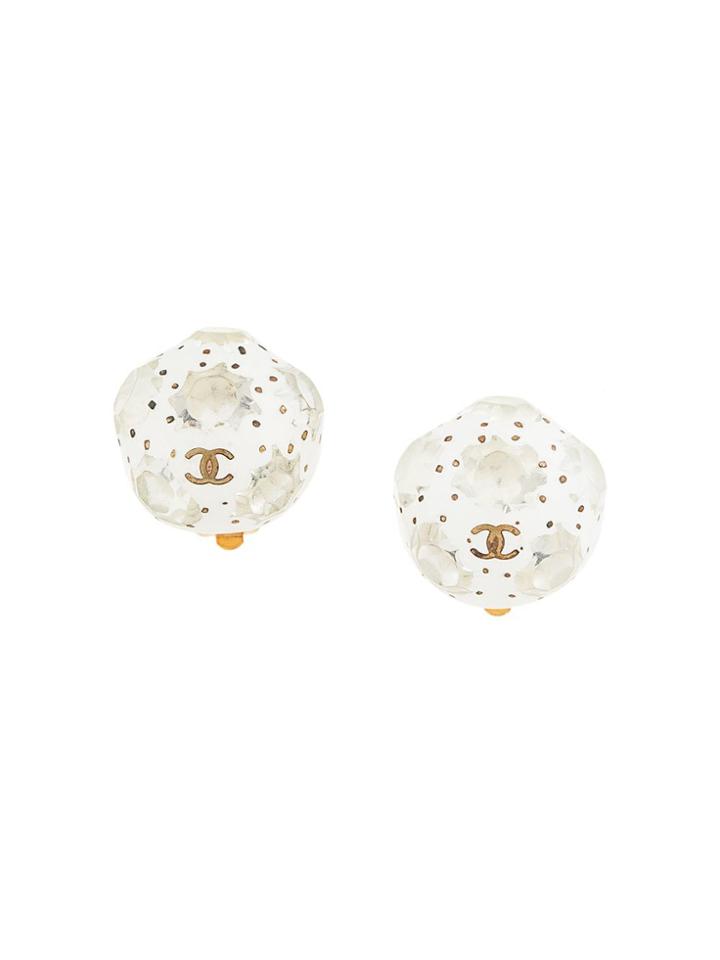 Chanel Vintage Geometric Cc Design Earrings - Metallic