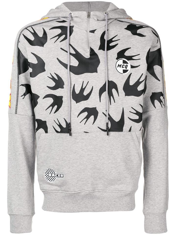 Mcq Alexander Mcqueen Swallow Print Hoodie - Grey