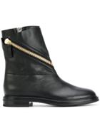 Casadei Asymmetric Zip Ankle Boots - Black