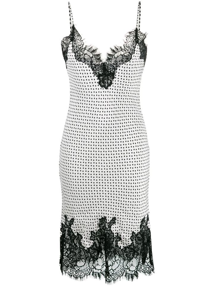 Gold Hawk Star Print Silk Slip Dress - White