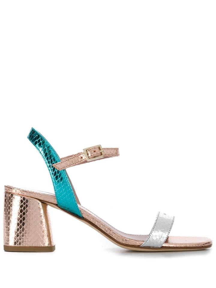 Gianna Meliani Snake Print Effect Sandals - Gold