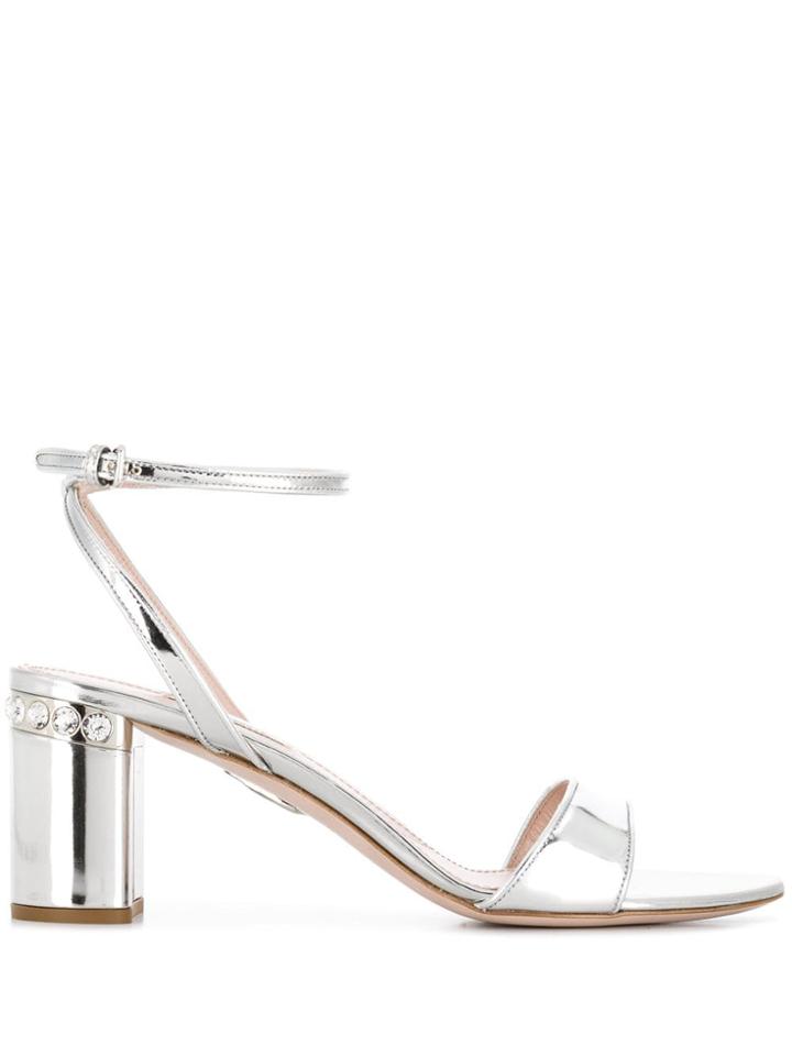 Miu Miu Metallic Sandals - Silver