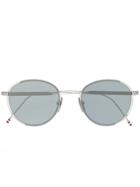 Thom Browne Eyewear Round Framed Glasses - Silver