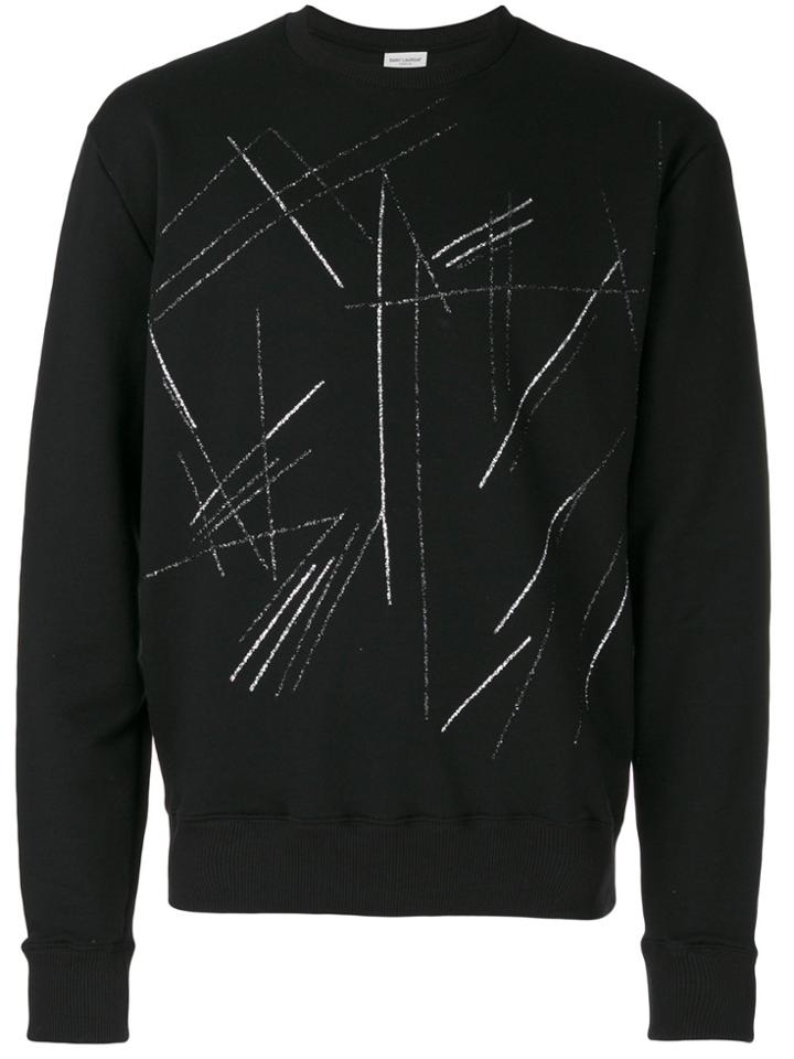 Saint Laurent Scratch Print Sweatshirt - Black