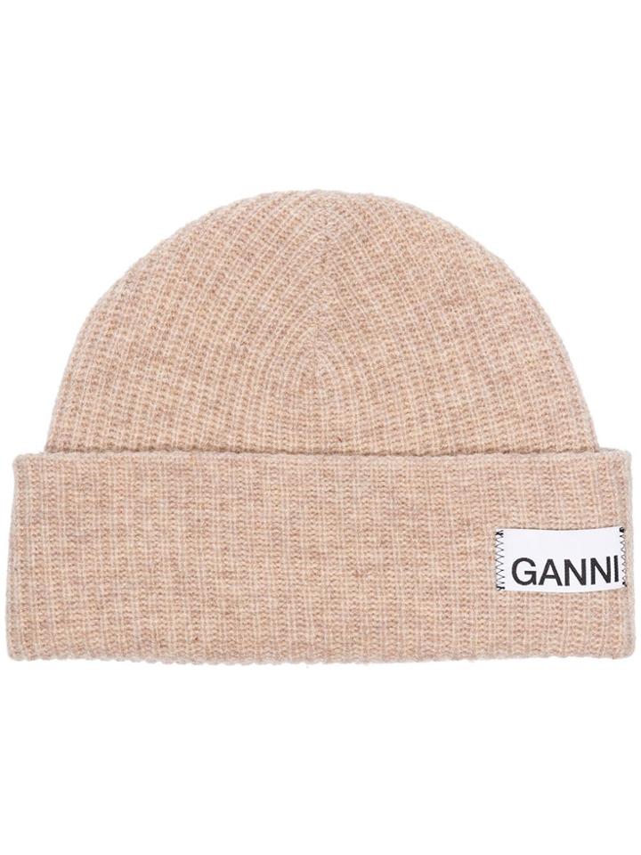 Ganni Knitted Beanie Hat - Neutrals
