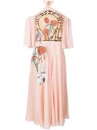 Temperley London Polka Dot Embroidered Halterneck Dress - Pink &