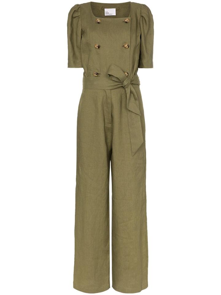 Lisa Marie Fernandez Diana Linen Wide Leg Jumpsuit - Green