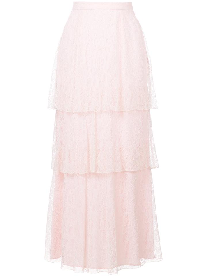 Dondup Long Lace Tier Skirt - Pink & Purple