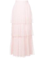 Dondup Long Lace Tier Skirt - Pink & Purple