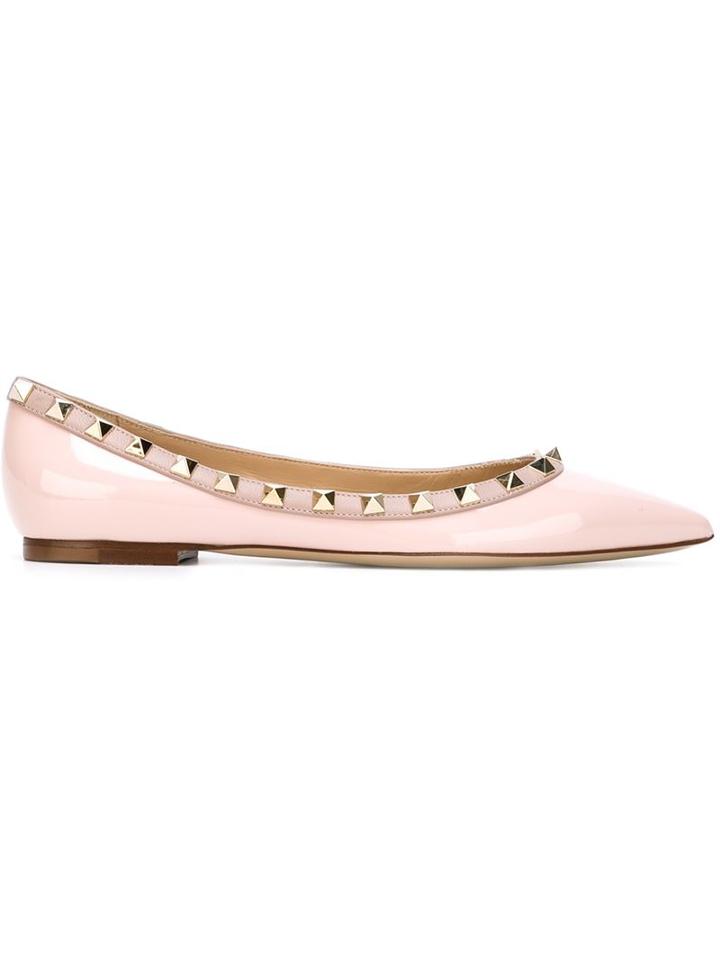 Valentino Garavani Rockstud Ballerinas, Women's, Size: 40, Pink/purple, Leather/patent Leather/metal Other