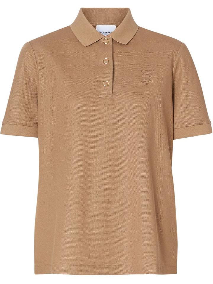 Burberry Monogram Motif Cotton Piqué Polo Shirt - Neutrals