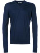 Dolce & Gabbana - V-neck Jumper - Men - Cotton/virgin Wool - 56, Blue, Cotton/virgin Wool
