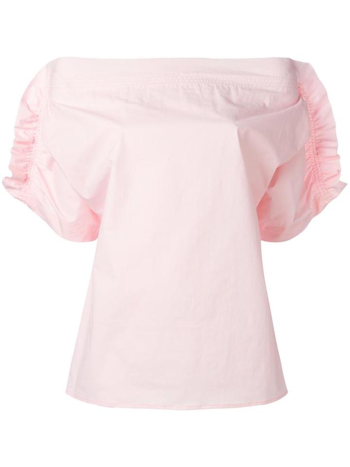 Msgm Ruffle Trim Blouse, Women's, Size: 40, Pink/purple, Cotton/spandex/elastane/polyurethane