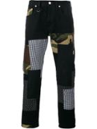 Sophnet. Patch Repair Camouflage Jeans, Men's, Size: Large, Black, Cotton/polyurethane