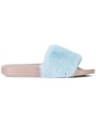 Dolce & Gabbana Fur Pool Slides - Blue