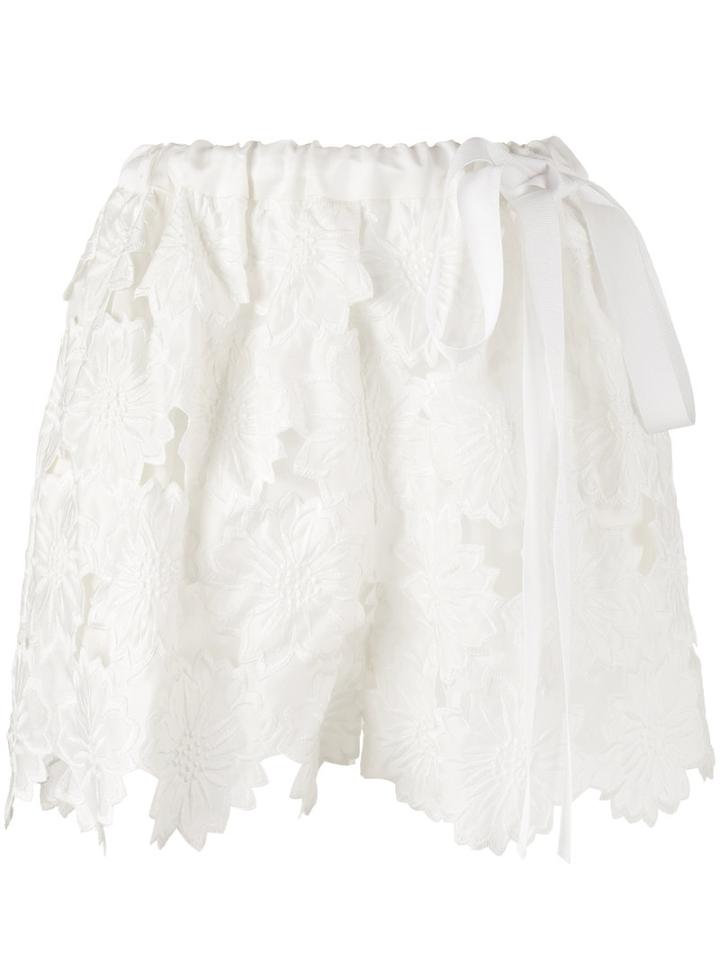 Rochas Floral Guipure Lace Shorts, Women's, Size: 38, White, Silk