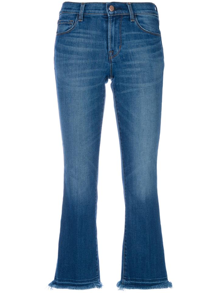 J Brand Cropped Frayed Jeans - Blue