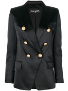 Balmain Satin Button-embellished Blazer - Black