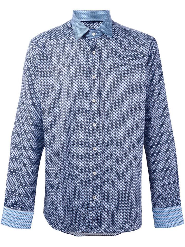 Etro Geometric Print Shirt, Men's, Size: 40, Blue, Cotton