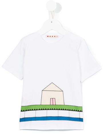 Marni Kids House Print T-shirt, Girl's, Size: 8 Yrs, White