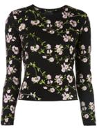 Giambattista Valli Floral Long-sleeve Sweater - Black