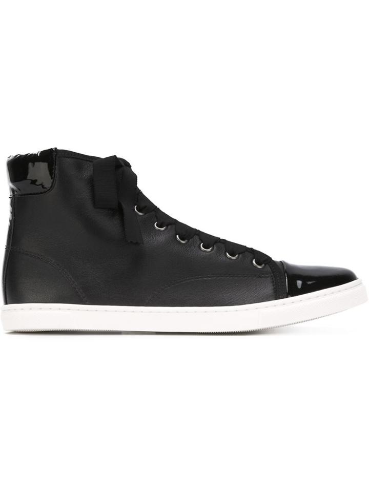 Lanvin Contrasted Toe Cap Sneakers, Women's, Size: 41, Black, Lamb Skin/calf Leather/viscose/rubber