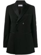 Red Valentino Double Breasted Tuxedo Blazer - Black