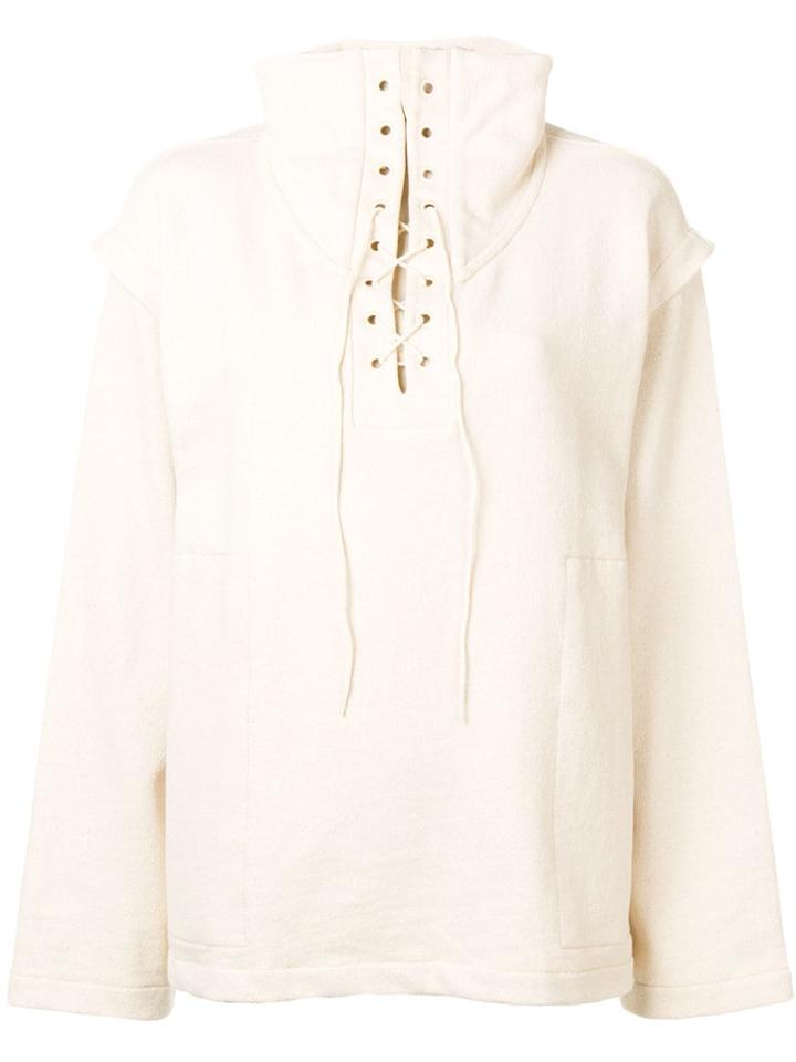 Lemaire Oversized Lace-up Sweatshirt - Neutrals