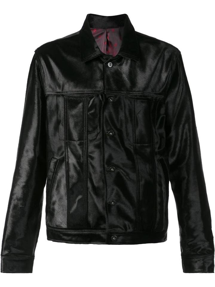 Black Fist 'trash' Calfskin Jacket, Men's, Size: Large, Calf Hair