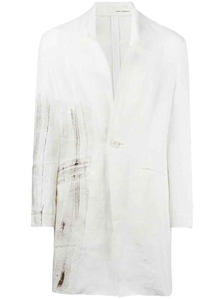 Isabel Benenato Longline Blazer, Men's, Size: 48, White, Linen/flax