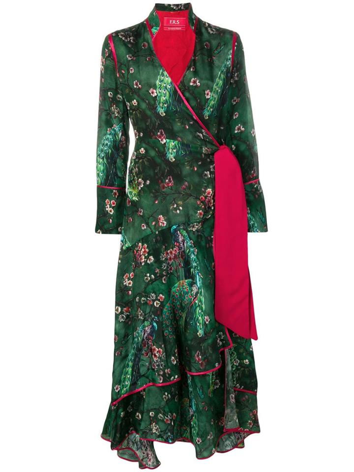F.r.s For Restless Sleepers Printed Wrap Kimono Dress - Green