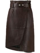 Ganni Straight Leather Skirt - Brown