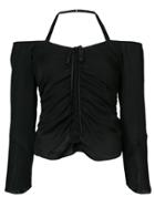 Cinq A Sept Gathered Flared Blouse - Black