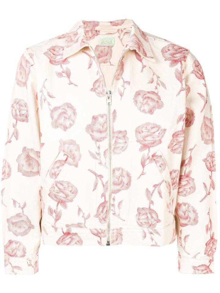 Aries Rose Print Zip Jacket - Neutrals