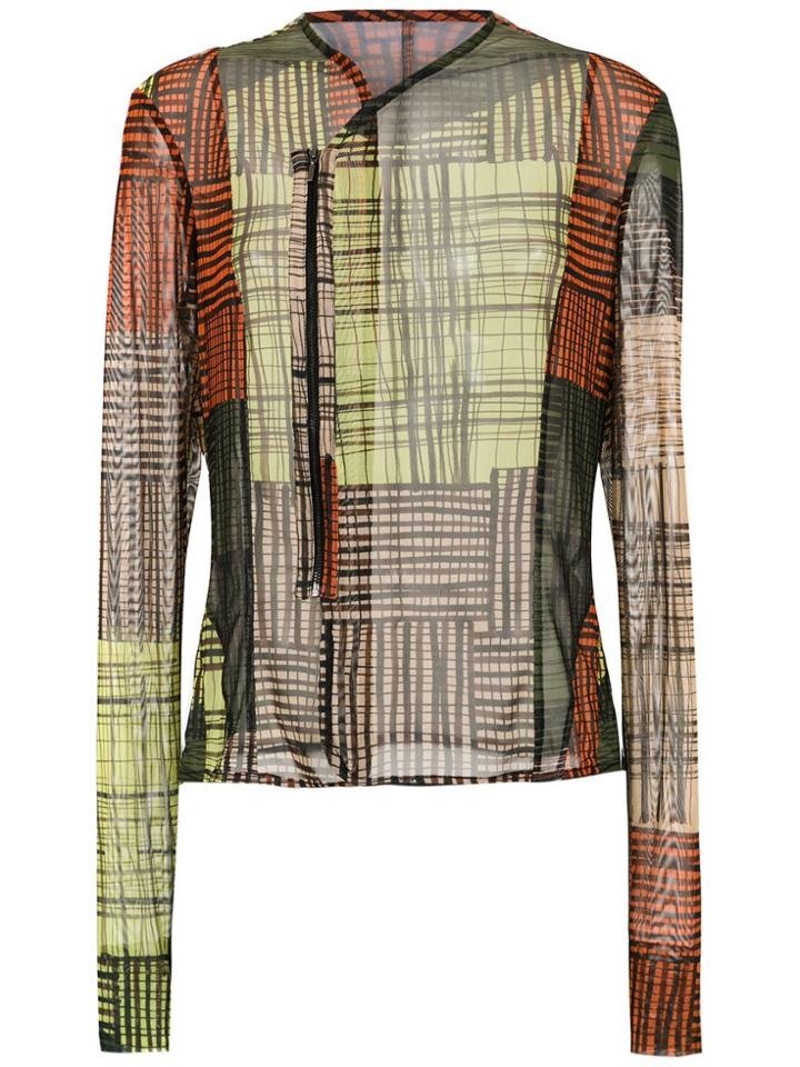 Mara Mac Printed Transparent Top - Green