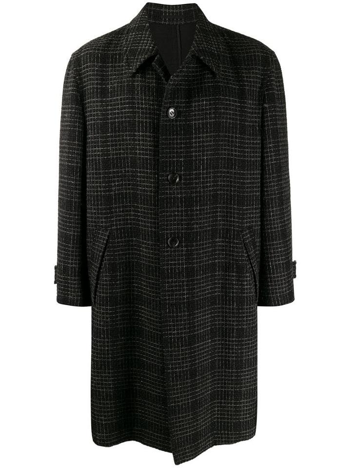 Comme Des Garçons Pre-owned 1997's Checked Midi Coat - Black