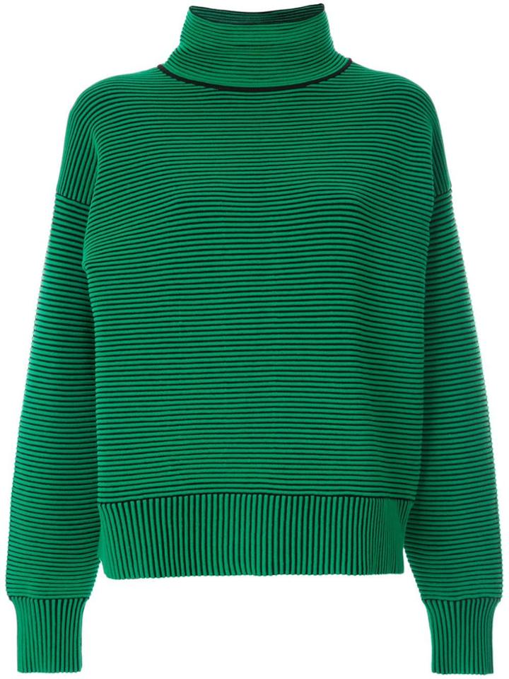 Nagnata Ribbed Knit Turtleneck Jumper - Green