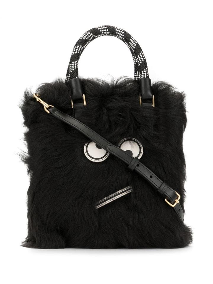 Anya Hindmarch Amused Face Fur Tote - Black