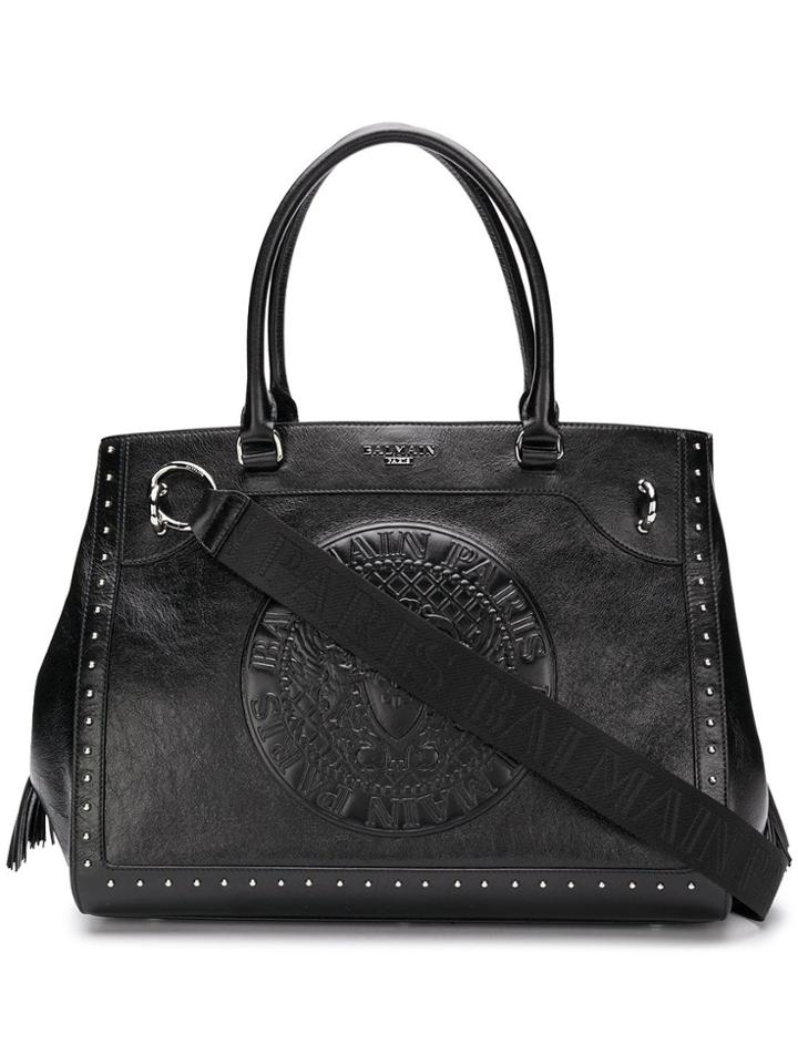 Balmain Logo Medallion Tote - Black