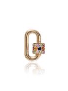 Marla Aaron Multicoloured Sapphires And 14k Gold Lock Charm - Metallic