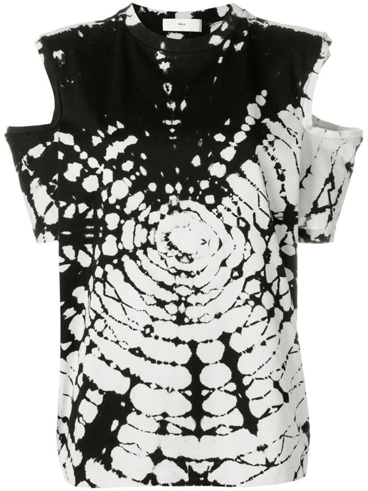 Toga Pulla Tie Dye Cold Shoulder T-shirt - Black