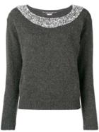 Ermanno Scervino Knit Sweater With Embellishments - Grey
