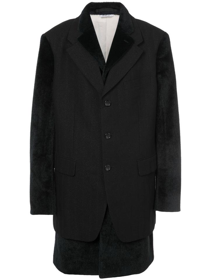 Comme Des Garçons Homme Plus Layered Look Single Breasted Coat - Black