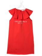 Philosophy Di Lorenzo Serafini Kids Ruffled Logo Dress - Orange