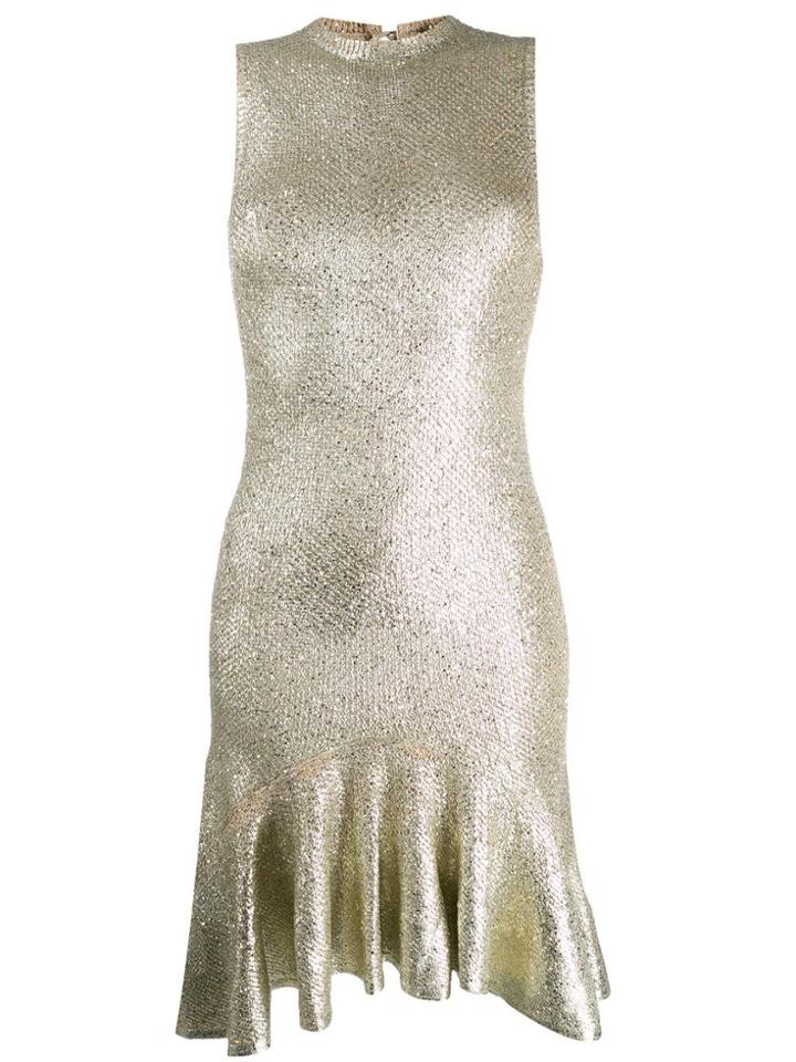 Alexander Mcqueen Laddered Knit Dress - Gold