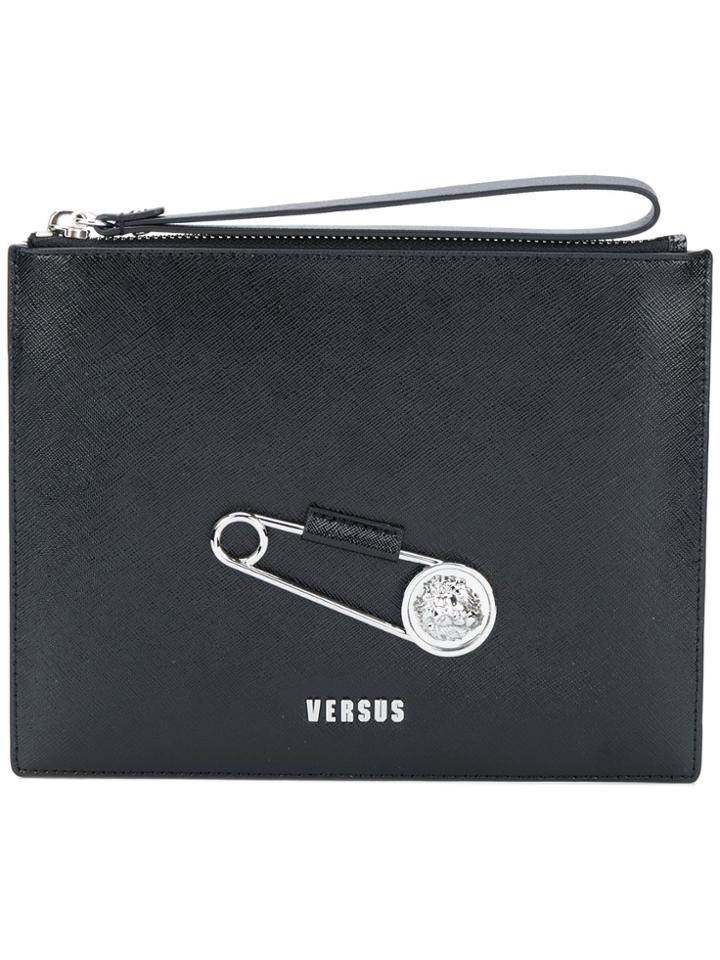 Versus Safety Pin Detail Clutch - Black