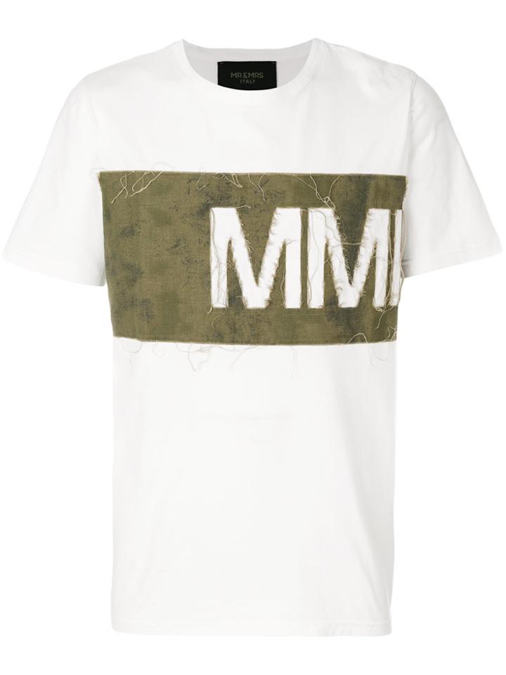 Mr & Mrs Italy Distressed Logo Panel T-shirt - White