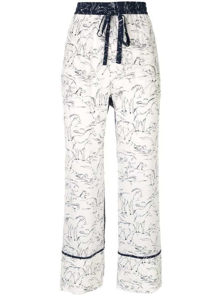 Lee Mathews Pony Print Silk Trousers - Blue